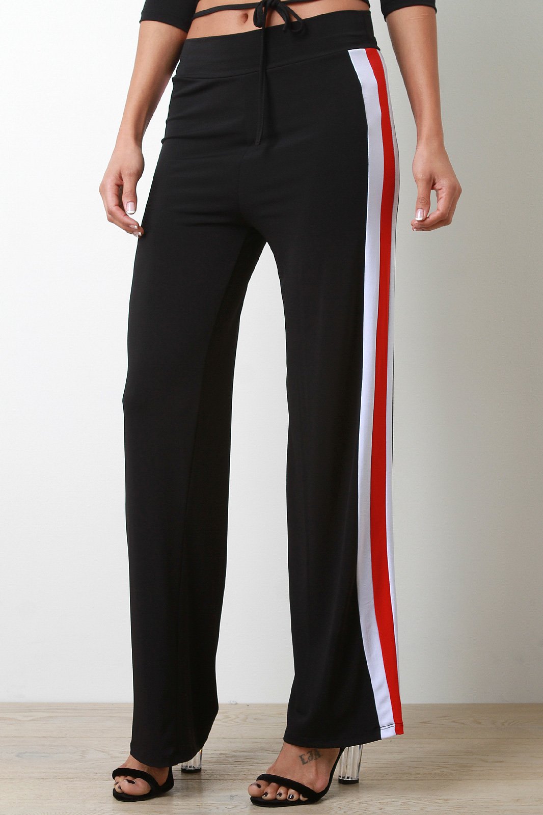 Sporty Striped Wide Leg Pants