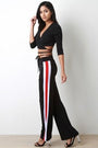 Sporty Striped Wide Leg Pants