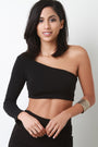 One Shoulder Long Sleeve Crop Top