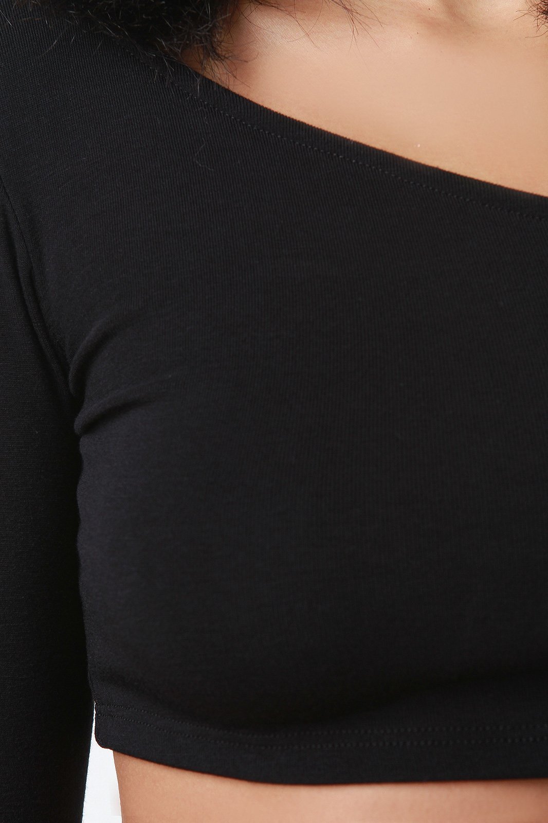 One Shoulder Long Sleeve Crop Top