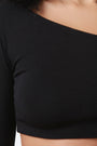 One Shoulder Long Sleeve Crop Top