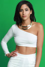 One Shoulder Long Sleeve Crop Top