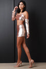 Sequin Cold Shoulder Crop Top With Mini Skirt Set