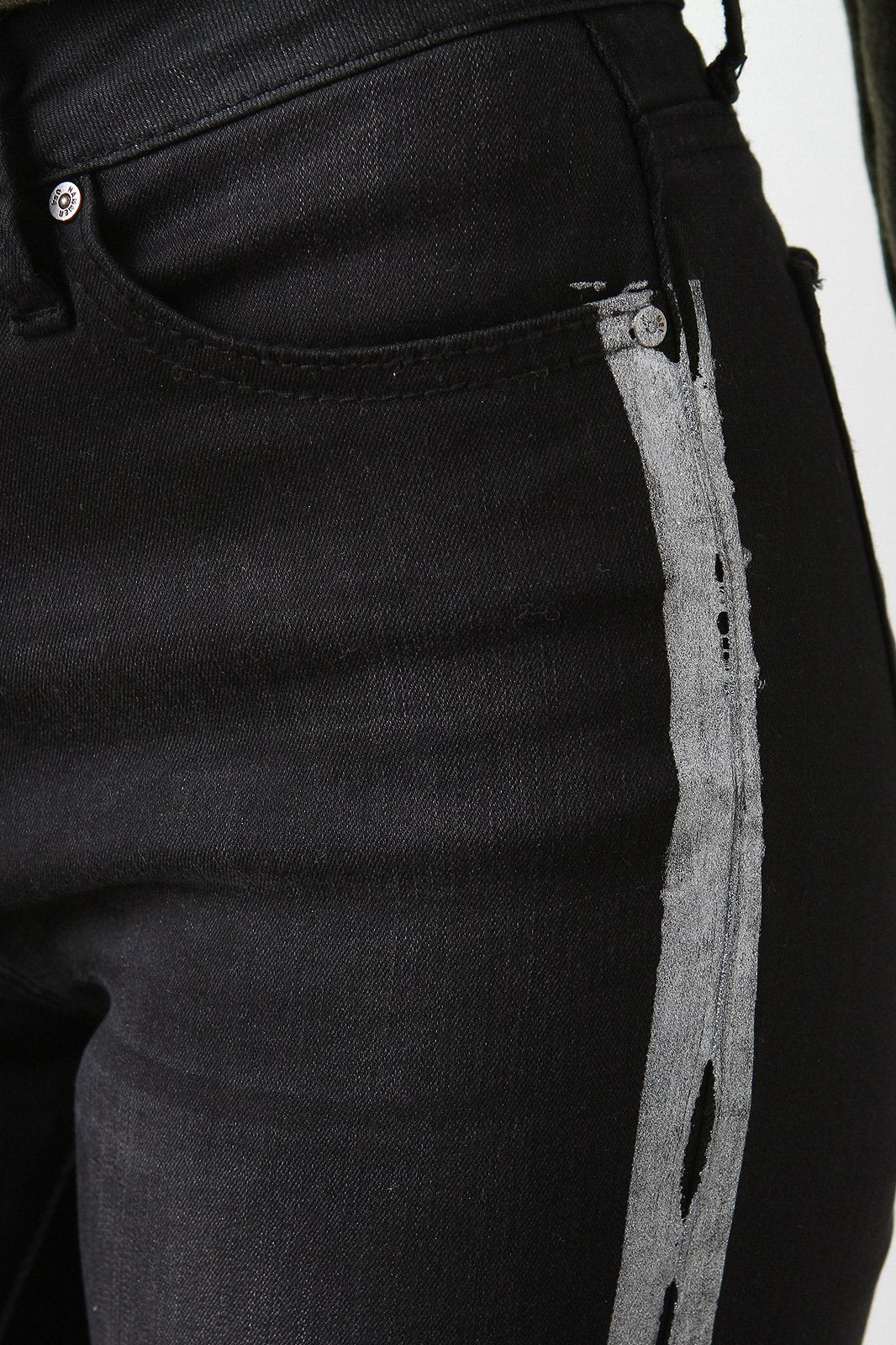 Metallic Tuxedo Striped Skinny Denim Jeans