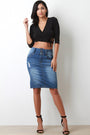 High Waisted Pencil Denim Skirt