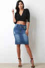 High Waisted Pencil Denim Skirt