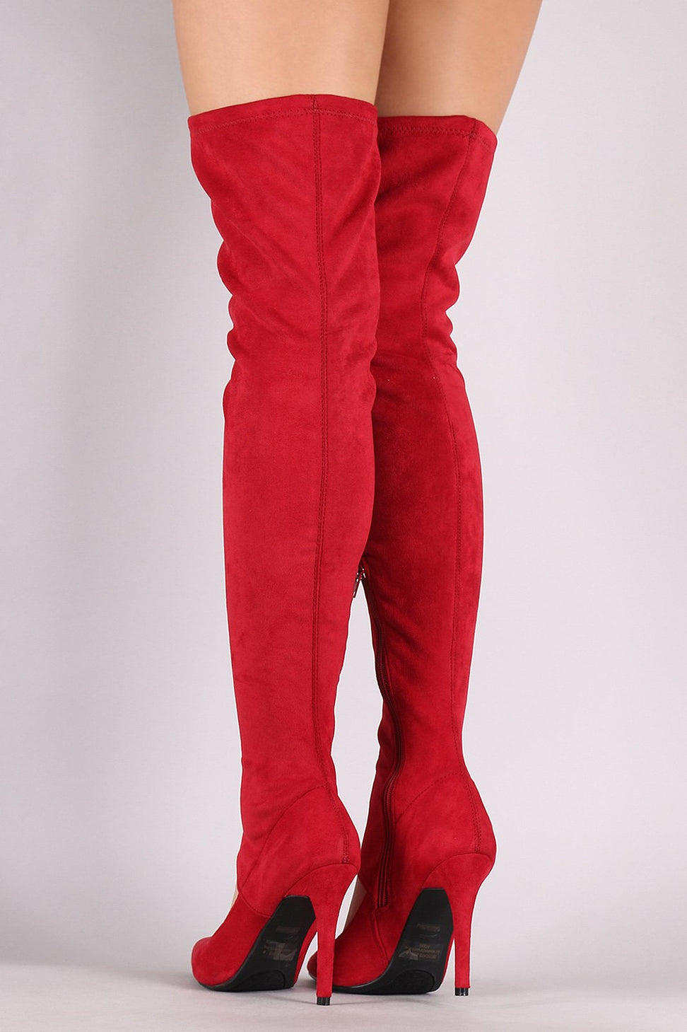 Anne Michelle Suede Cutout Stiletto Over-The-Knee Boots