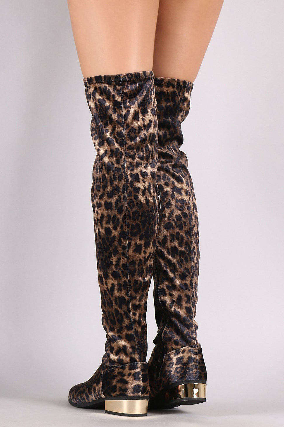 Bamboo Leopard Over-The-Knee Riding Boots