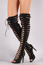 Anne Michelle Suede Lace Up Gladiator Heel