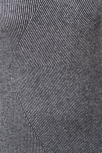 Ribbed Knit Keyhole Mock Neck Envelope Midi Dress