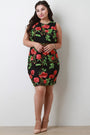 Embroidered Floral Mesh Sleeveless Midi Dress