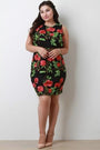 Embroidered Floral Mesh Sleeveless Midi Dress