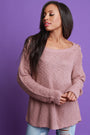 Chunky Knit Lace Up Shoulder Sweater Top
