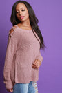 Chunky Knit Lace Up Shoulder Sweater Top