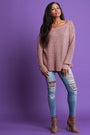 Chunky Knit Lace Up Shoulder Sweater Top