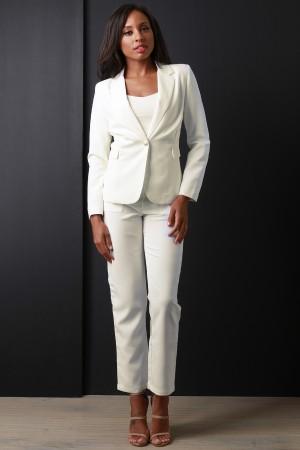 Textured Knit High Waist Slim Ankle Pants