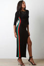 Designer Striped High Slit Maxi Dress - NoveltyOne