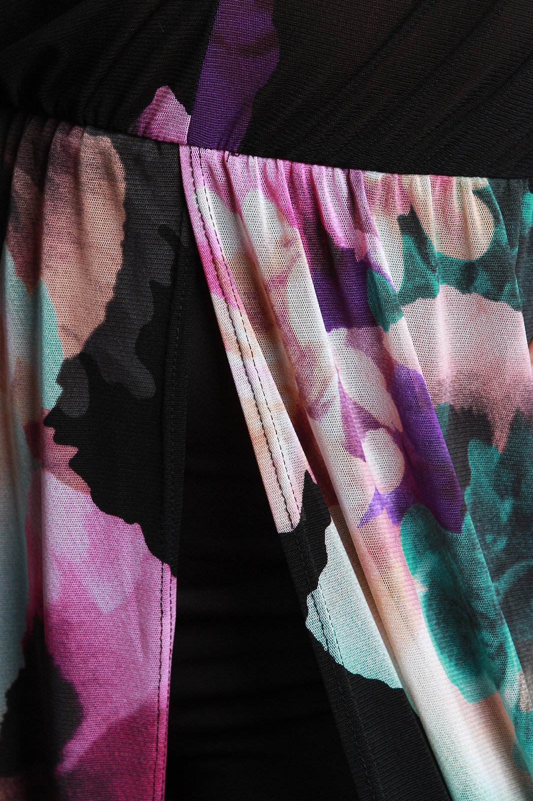 Large Floral Print Mesh Maxi Romper Dress