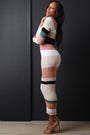 Striped Knit Long Sleeve Bodycon Maxi Dress