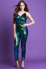 Sequins Draped Halter Backless Jumpsuit