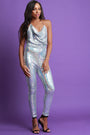 Sequins Draped Halter Backless Jumpsuit