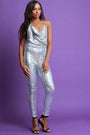 Sequins Draped Halter Backless Jumpsuit