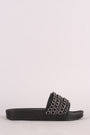 Chain Embellished Open Toe Slide Sandal