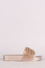 Chain Embellished Open Toe Slide Sandal