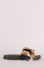 Camouflage Faux Fur Open Toe Slide Sandal
