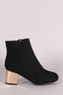 Bamboo Suede Metallic Block Heeled Ankle Boots