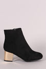 Bamboo Suede Metallic Block Heeled Ankle Boots