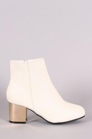 Bamboo Crinkle Metallic Block Heeled Ankle Boots