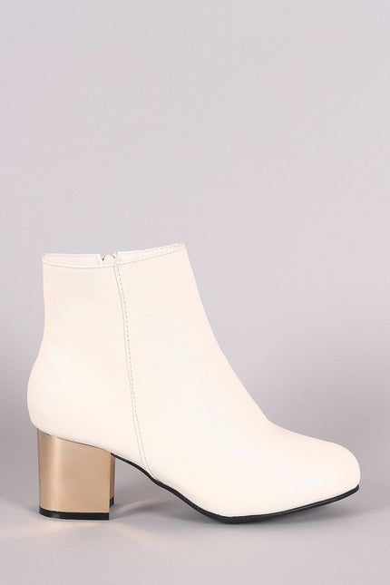 Bamboo Crinkle Metallic Block Heeled Ankle Boots