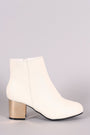 Bamboo Crinkle Metallic Block Heeled Ankle Boots