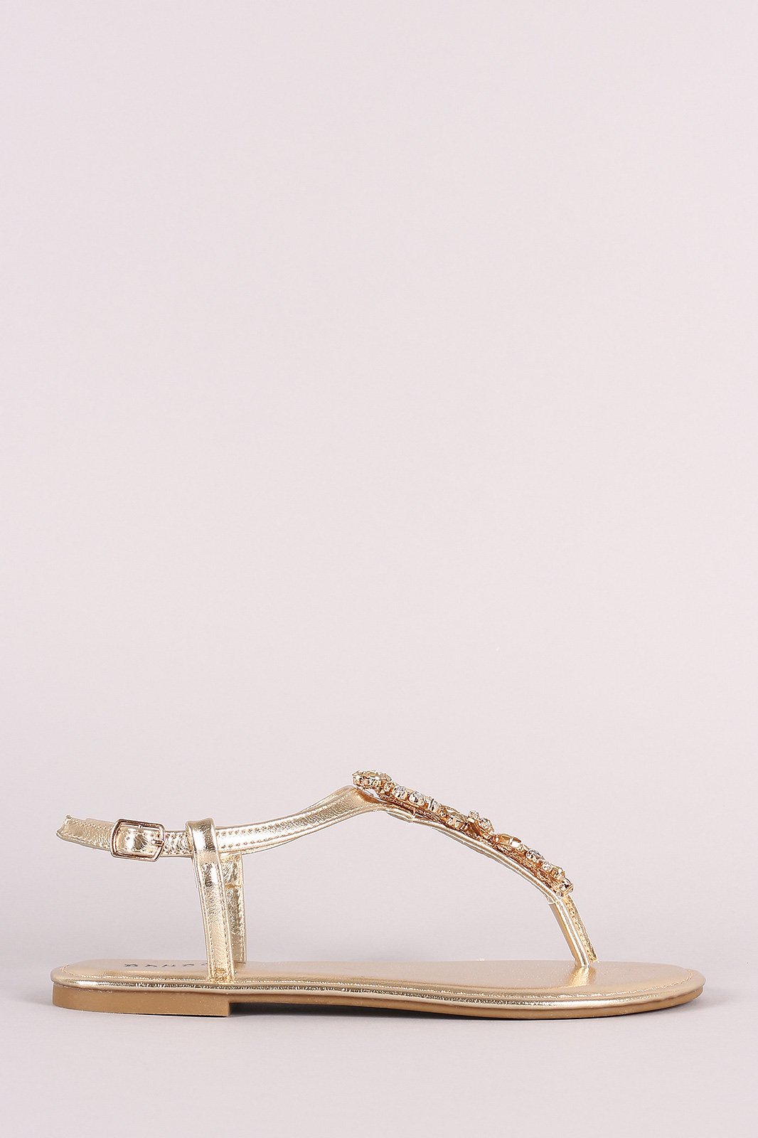 Bamboo Jewels Embellished Thong Flat Sandal