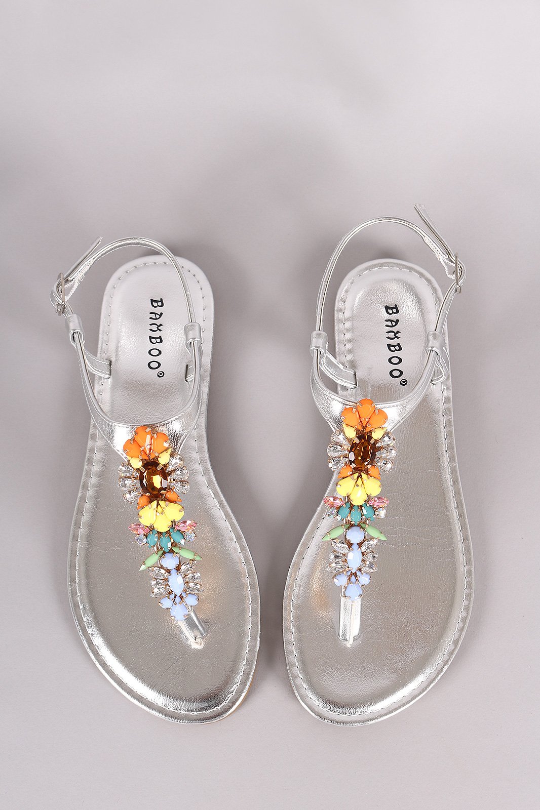 Bamboo Jewels Embellished Thong Flat Sandal