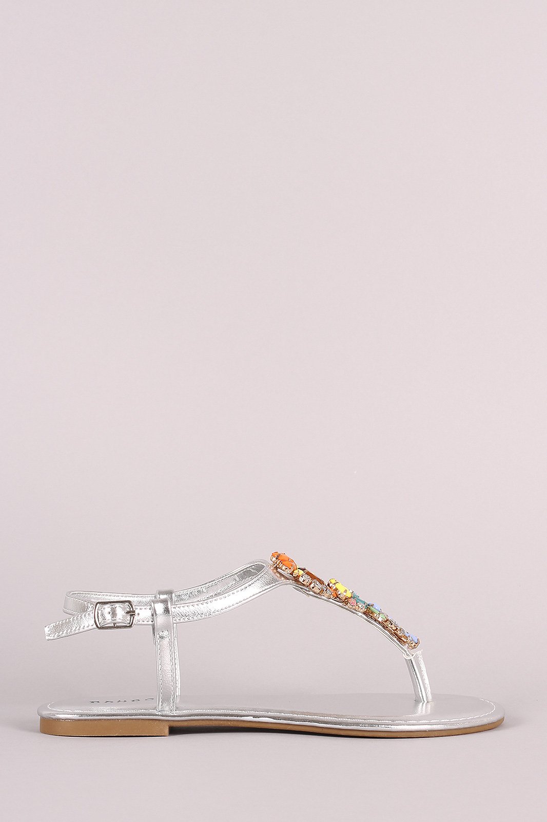 Bamboo Jewels Embellished Thong Flat Sandal