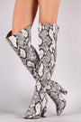 Bamboo Python Pointy Toe Chunky Heeled Over-The-Knee Boots