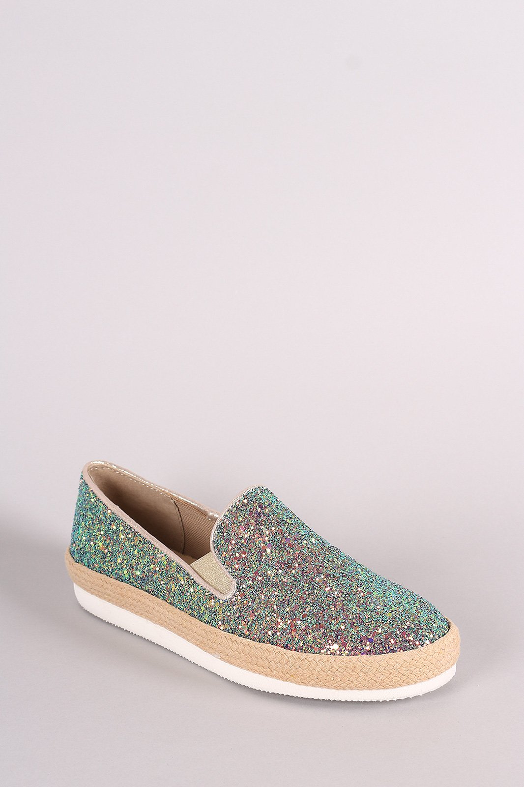 Bamboo Encrusted Glittery Slip-On Loafers