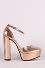 Bamboo Patent Ankle Strap Platform Pump