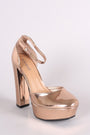 Bamboo Patent Ankle Strap Platform Pump