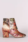 Bamboo Paisley Velvet Block Heeled Booties