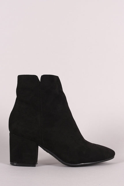 Bamboo Suede Block Heeled Booties