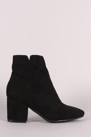 Bamboo Suede Block Heeled Booties
