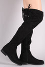 Suede Drawstring Tie Over-The-Knee Riding Boots