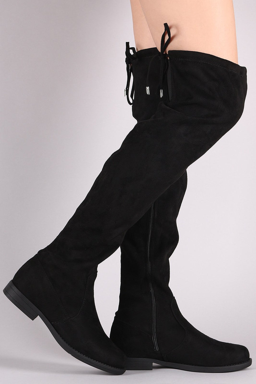 Suede Drawstring Tie Over-The-Knee Riding Boots