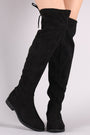 Suede Drawstring Tie Over-The-Knee Riding Boots