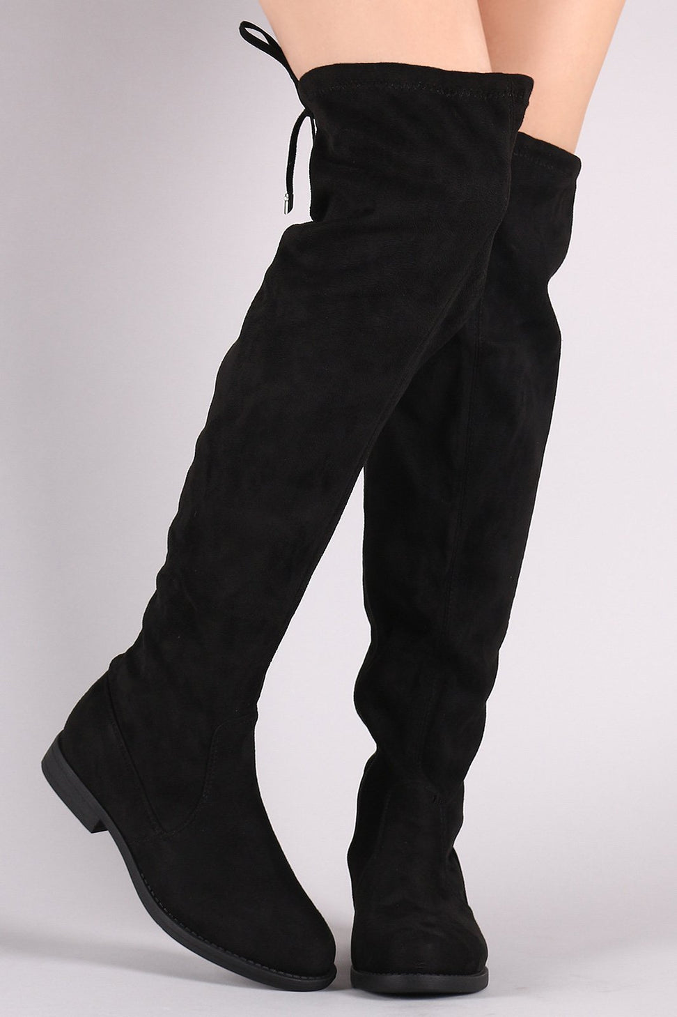 Suede Drawstring Tie Over-The-Knee Riding Boots