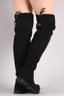 Suede Drawstring Tie Over-The-Knee Riding Boots