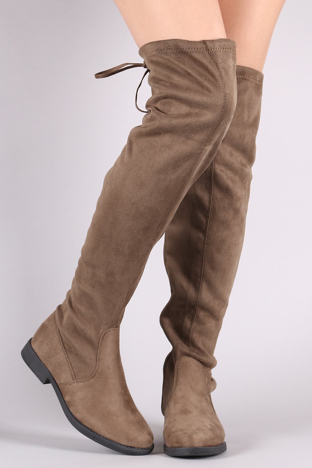 Suede Drawstring Tie Over-The-Knee Riding Boots